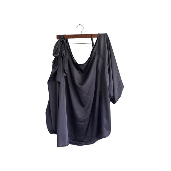 NWT Torrid Blouse Top Satin One‎ Shoulder Tie Sleeve Plus Size 2X - Picture 1 of 6